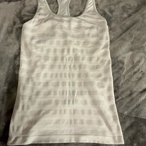 Athleta White Striped Tank Top